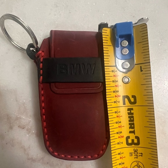 Tan Leather Embossed BMW Key Fob Holder Keychain Case - Picture 3 of 4